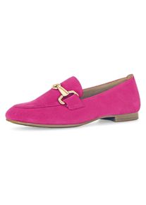 Gabor Damen Slipper, Gr. 41, pink, Ziegenveloursleder, unifarben, elegant, Schuhe, Loafer, Halbschuh, Businessschuh mit edler Zierschnalle