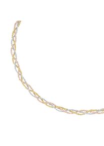 Smart Jewel Damen Collier "geflochten, 3-reihig, Silber 925", 47cm, Silber 925 (Sterlingsilber), bunt, Silber 925 (Sterlingsilber), Halsketten