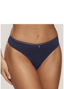 s.Oliver Damen String "Pauline", Gr. 44, blau, Spitze, Microtouch, Obermaterial: 81% Polyamid, 19% Elasthan, Unterhosen, mit feiner Spitze und