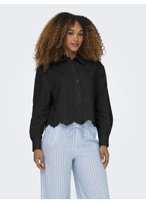 Only Damen Langarmbluse "ONLVALAIS L/S SHIRT WVN NOOS", schwarz, modisch, Gr. L, unifarben, Web, Obermaterial: 100% Baumwolle, Blusen