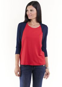 Seidel Moden Damen Shirtjacke, blau, casual, Gr. 42, kontrastfarbene Details, Jersey, Obermaterial: 95% Viskose, 5% Elasthan, Shirts, mit 3/4 Ärmeln,