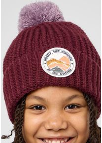 Jack Wolfskin Kinder Bommelmütze "POMPOM BADGE BEANIE K", lila, Gr. M, Hauptmaterial: 100% Acrylic; Kontrast: 100% Acrylic; Futter: 100% Polyester,