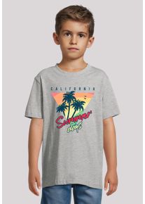 F4NT4STIC Mädchen T-Shirt "California Palmen Retro", grau, casual, Gr. 134, Obermaterial: 100% Baumwolle, Shirts, Premium Qualität