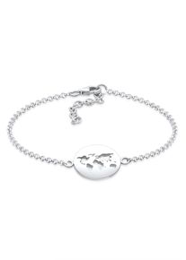 Elli Damen Armband "Weltkugel Plättchen Anhänger 925 Sterling Silber", 16cm, ohne Stein, Silber 925 (Sterlingsilber), silber, Silber 925