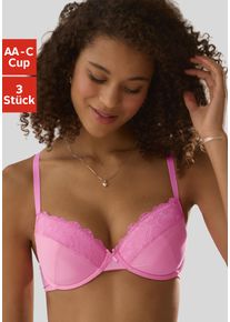 Petite Fleur Damen Push-up-BH, Gr. 70, pink, Spitze, Jersey, Obermaterial: 79% Polyester, 12% Baumwolle, 6% Polyamid, 3% Elasthan, casual, BHs, mit
