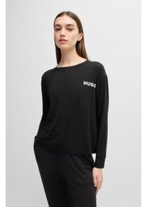 HUGO UNDERWEAR Damen Langarmshirt "UNITE_LS-SHIRT", Gr. XXL, schwarz, Jersey, Obermaterial: 93% Viskose, 7% Elasthan, unifarben, bedruckt, casual,