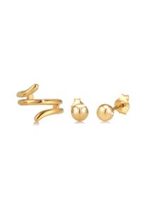 Elli Damen Ohrring-Set "Ohrstecker Earcuff 2er Set 925 Sterling Silber", OneSize, ohne Stein, Silber 925 (Sterlingsilber), gold, Silber 925