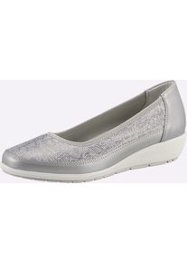 CLASSIC Damen Ballerina, Gr. 38, silber, Glattleder, Veloursleder, Basic, Schuhe