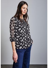 Street One Damen Langarmbluse, lila, casual, Gr. 40, bedruckt, Stoff, 100% Polyester, Blusen, mit Knopfleiste