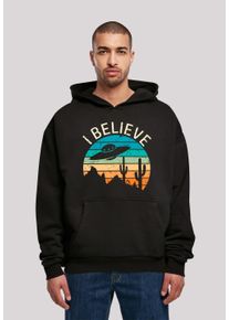 F4NT4STIC Herren Kapuzenpullover "I Believe UFO Alien Sonnenuntergang", schwarz, casual, Gr. L, Obermaterial: 100% Baumwolle, Pullover, Premium