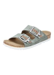 Rieker Damen Pantolette, Gr. 40, grün, Lederimitat, klassisch, Schuhe, Sommerschuh, Schlappen mit verstellbaren Schnallen
