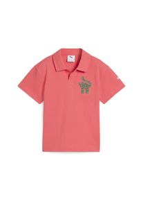 Puma Damen Poloshirt "Cats Club Pique-Poloshirt Kinder"peach frost rot, Gr. 116, bedruckt, Obermaterial: 96% Baumwolle, 4% Elasthan, Shirts