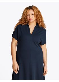Damen Midikleid "CRV LYOCELL OPEN-NK MIDI DRESS", blau, casual, Gr. 52, Tommy Hilfiger Curve, unifarben, Jersey, Obermaterial: 65% Lyocell, 32%