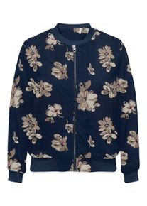 Only CARMAKOMA Damen Bomberjacke "CARNOVA DITTE LIFE LS BOMBER JACKET AOP", blau, modisch, Gr. 50, geblümt, Web, Obermaterial: 100% Viskose, Jacken