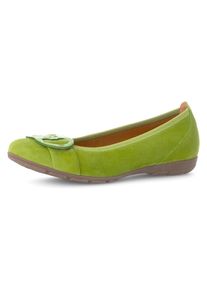 Gabor Damen Ballerina, Gr. 40, grün, Ziegenveloursleder, unifarben, modisch, Schuhe, flache Schuhe, Slipper mit Hovercraft Luftkammern-Laufsohle