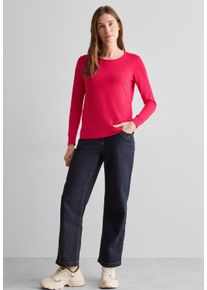 Cecil Damen Strickpullover, rot, casual, Gr. M, unifarben, Web, 60% Baumwolle, 40% Viskose, Pullover, im soften Baumwoll-Mix