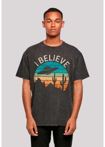 F4NT4STIC Herren T-Shirt "I Believe UFO Alien Sonnenuntergang", schwarz, casual, Gr. S, Obermaterial: 100% Baumwolle, Shirts, Premium Qualität