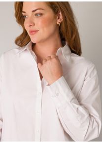 Damen Hemdbluse, weiß, casual, Gr. 54, Base Level Curvy, unifarben, Web, Obermaterial: 98% Baumwolle, 2% Elasthan, Blusen, in großen Größen