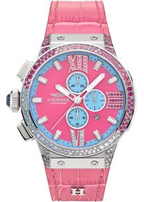 Haemmer Germany Damen Chronograph "EMINENT", pink, Armbanduhren, Quarzuhr, Damenuhr, Datum, Stoppfunktion, Saphirglas, Lederarmband