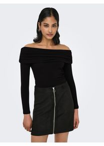 Only Damen Langarmshirt "ONLGLAMOUR L/S OFF SHOULDER TOP CC JRS", schwarz, modisch, Gr. S, gestreift, Jersey, Obermaterial: 60% Polyester, 35%