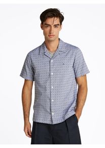 Tommy Hilfiger Herren Kurzarmhemd "COTTON LINEN DOBBY SS RF SHIRT", blau, casual, Gr. XXXL, Web, Obermaterial: 86% Baumwolle, 14% Leinen, Hemden