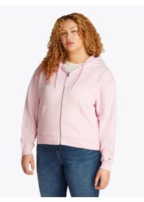 Damen Sweatjacke "CRV REG SCRIPT ZIP HOODIE", rosa, casual, Gr. 52, Tommy Hilfiger Curve, unifarben, Sweatware, Obermaterial: 100% Baumwolle,