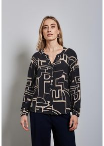 Street One Damen Langarmbluse, lila, casual, Gr. 34, bedruckt, Stoff, 100% Viskose, Blusen, mit grafischem Muster