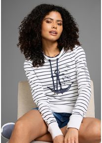 Kangaroos Damen Sweatshirt, bunt, casual, Gr. 32, gestreift, geringelt, bedruckt, kontrastfarbene Details, Interlock, Obermaterial: 100% Baumwolle,