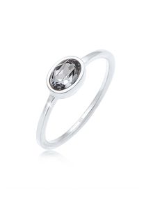 Elli Damen Verlobungsring "Oval Glas Kristalle Grau 925 Sterling Silber", 56mm, Silber 925 (Sterlingsilber), 1.5mm, silber, Silber 925
