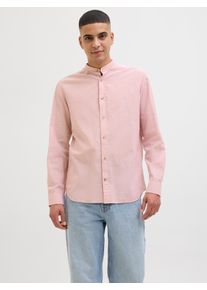 Jack & Jones JACK & JONES Herren Langarmhemd "JJESUMMER BAND SHIRT LS SN", pink, modisch, Gr. XXL, unifarben, Web, Obermaterial: 83% Baumwolle, 17% Leinen,