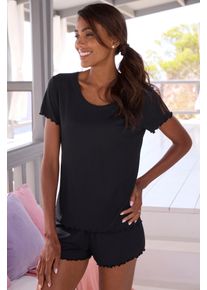 Vivance Dreams Damen Shorty, Gr. 32, schwarz, Single Jersey, Obermaterial: 92% Modal (TENCEL), 8% Elasthan, unifarben, modisch, Homewear-Sets, mit