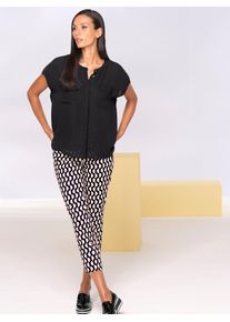 Heine Damen Kurzarmbluse, schwarz, Gr. 42, unifarben, 100% Polyester, Blusen