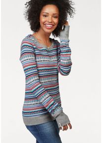 Kangaroos Damen Rundhalspullover, bunt, casual, Gr. 36, meliert, Jacquardmuster, Strick, Obermaterial: 50% Baumwolle, 50% Polyacryl, Pullover, im