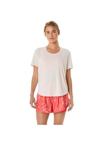 asics Damen Laufshirt "ROAD V-NECK SS TOP", weiß, sportlich, Gr. S, unifarben, Jersey, Obermaterial: 94% Polyester, 6% Elasthan, Shirts