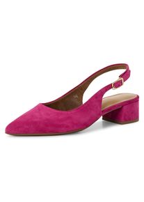 Tamaris Damen Slingpumps, Gr. 37, pink, Veloursleder, elegant, Schuhe, Blockabsatz, Abendschuh, Sommerschuh mit verstellbarem Riemchen