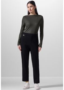 Damen Langarmshirtnightfall grün, casual, Gr. 42, STREET ONE STUDIO, unifarben, Stoff, 65% Polyester, 35% Viskose, Shirts, mit U-Boot-Ausschnitt