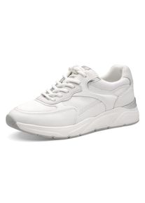 Tamaris Damen Plateausneaker, Gr. 38, weiß, Leder, Textil, Lederimitat, unifarben, sportlich, Schuhe, Freizeitschuh, Halbschuh, Schnürschuh mit