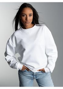TRIGEMA Damen Sweatshirt "TRIGEMA Basic Sweatshirt mit weicher Innenseite", weiß, Basic, Gr. L, 70% Baumwolle, 30% Polyester, Sweatshirts