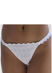 Vivance Damen String, Gr. 32, weiß, Jersey, Obermaterial: 95% Baumwolle, 5% Elasthan, Unterhosen, aus weicher Baumwolle mit Lochstickerei