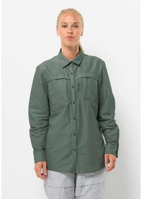 Jack Wolfskin Damen Langarmbluse "BARRIER LS SHIRT W", grün, Gr. L, OBERSTOFF: 46% POLYAMID, 27% LYOCELL, 27% VISKOSE; Futter: 100% POLYESTER, Blusen