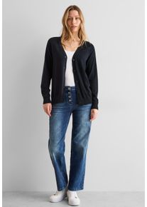 Cecil Damen Cardigan, blau, casual, Gr. XXL, unifarben, Web, 60% Baumwolle, 40% Viskose, Strickjacken, mit Knopfleiste