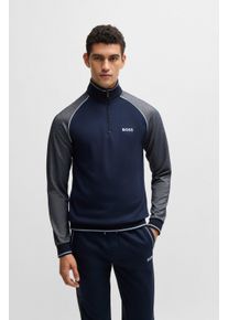 BOSS Herren Sweatshirt "Tracksuit 1/4 Jacket", Gr. XXL, blau, Sweatware, Obermaterial: 70% Baumwolle, 30% Polyester, casual, Sweatshirts