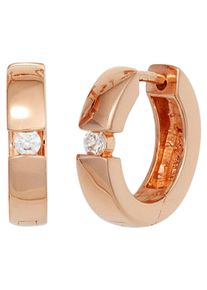 Jobo Damen Paar Creolen, Silber 925 (Sterlingsilber), rosa, Silber 925 (Sterlingsilber), Ohrringe, rund 925 Silber roségold vergoldet mit Zirkonia
