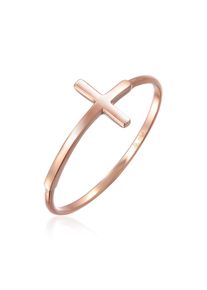 Elli Premium Damen Fingerring "Kreuz 750 Rosegold", 52mm, ohne Stein, Roségold 750, 1mm, rosa, Rosu00e9gold 750, Fingerringe