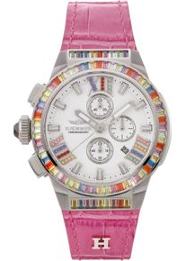Haemmer Germany Damen Chronograph "GLORIOUS", rosa, Armbanduhren, Quarzuhr, Damenuhr, Datum, Stoppfunktion, Saphirglas, Lederarmband