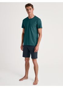 Calida Herren Shorty "Relax Essentials", Gr. L, blau, Single Jersey, Obermaterial: 100% Baumwolle, unifarben mit Farbeinsatz, casual, Homewear-Sets,