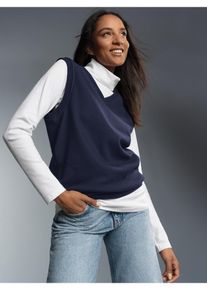 TRIGEMA Damen Pullunder "TRIGEMA Pullunder in Waffeloptik", blau, Basic, Gr. L, 100% Baumwolle, Pullover