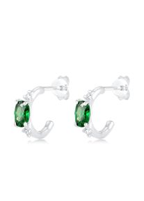 Elli Damen Paar Creolen "Creole Ohrstecker Zirkonia Grün 925 Sterling Silber", OneSize,mit Steinen, Silber 925 (Sterlingsilber), silber, Silber 925