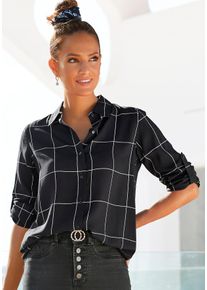 Lascana Damen Hemdbluse, schwarz-weiß, modisch, Gr. 32, kariert, Web, Obermaterial: 100% Viskose, Blusen, mit Karoprint und Blusenkragen, Karohemd im