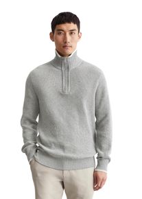 Marc O'Polo MARC O'POLO Herren Troyer, grau, casual, Gr. XL, Strick, Obermaterial: 71% Baumwolle, 19% Schurwolle, 10% Polyamid, Pullover, lässiger Bi-Color-Effekt